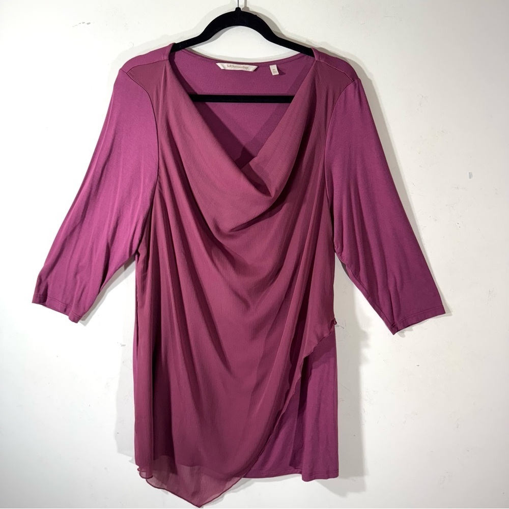 Soft Surroundings Drape Neck Tunic Top - plum